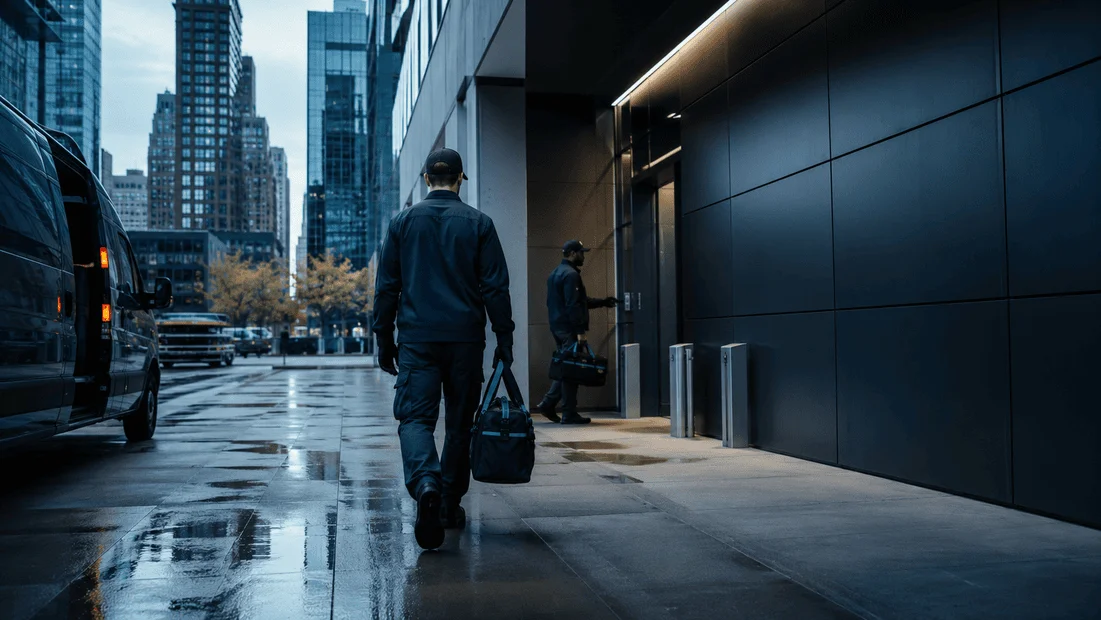 CoSkip field work visual in a New York City environment.
