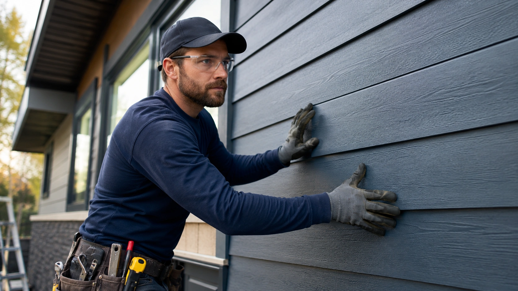 Exterior crew documenting siding repair or replacement work.