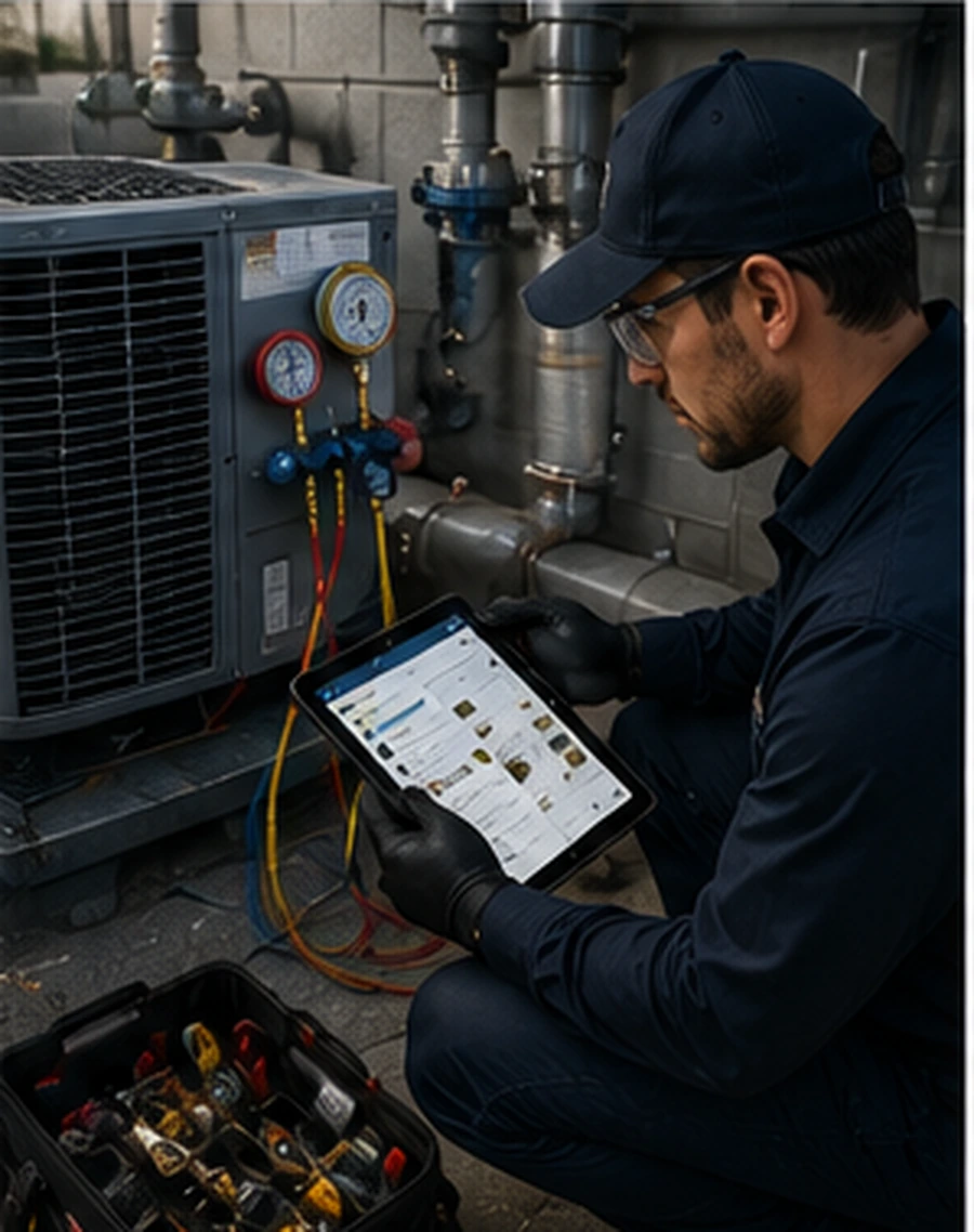 Technician reviewing repeat repair documentation.