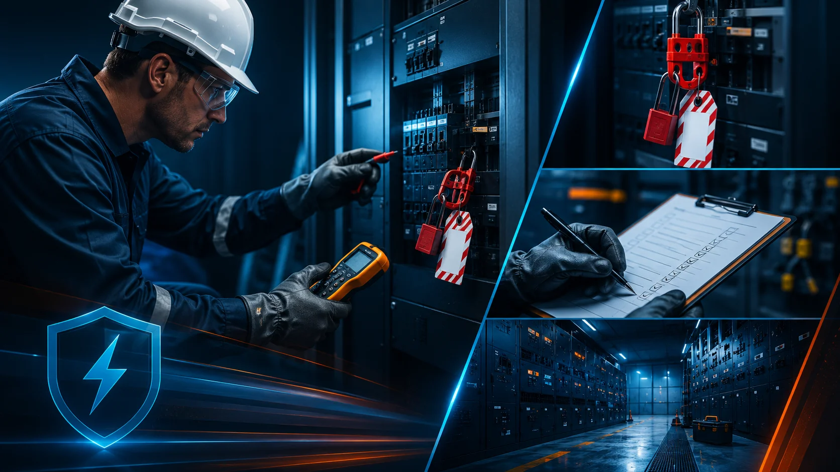 Electrical safety documentation workflow with technician review context.
