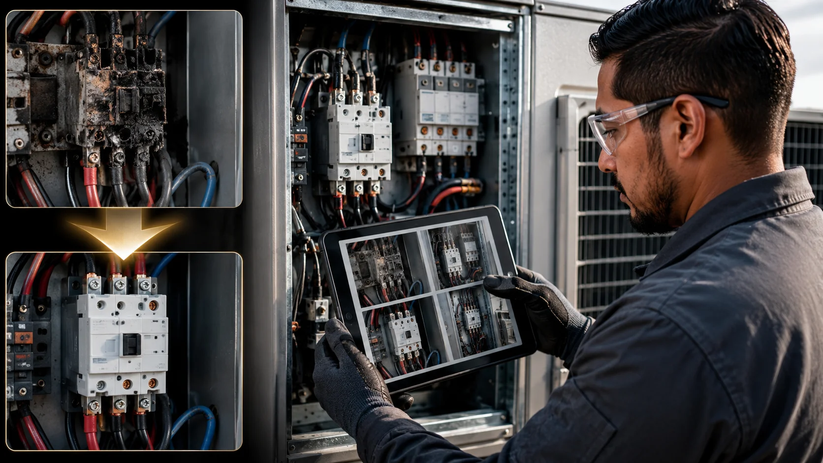 Electrical warranty repair workflow showing repair documentation context.